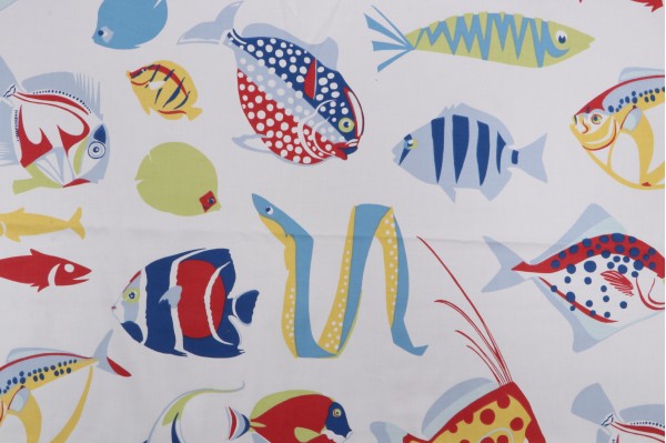 Thibaut Cozumel F916040 Printed Cotton Drapery Fabric in Red, White and Blue