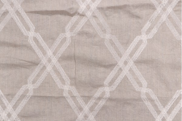 Thibaut Fusion Trellis W736148 Embroidered Linen Drapery Fabric in Natural