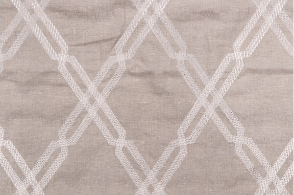 Thibaut Fusion Trellis W736148 Embroidered Linen Drapery Fabric in Natural