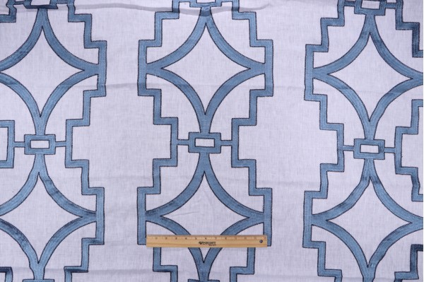 Click for 1.13 Yards Anna French Songyue W736144 Embroidered Drapery Fabric in Blue for Thibaut Anna French Songyue W736144 Embroidered Drapery Fabric in Blue for Thibaut