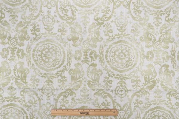 Anna French Sansome F94154 Printed Linen Blend Drapery Fabric in Lime for Thibaut