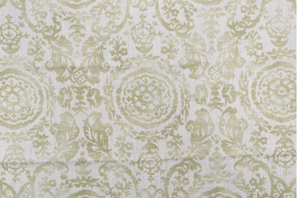 Anna French Sansome F94154 Printed Linen Blend Drapery Fabric in Lime for Thibaut