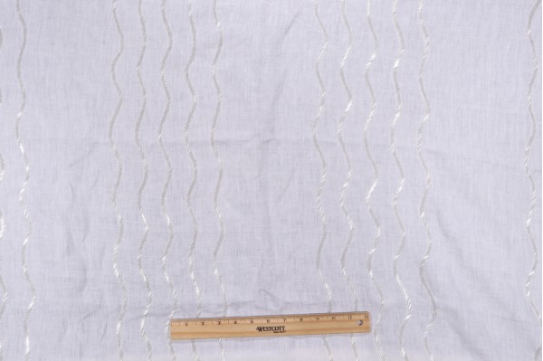 Thibaut Petrol AW9110 Bead Embroidered Drapery Fabric in White