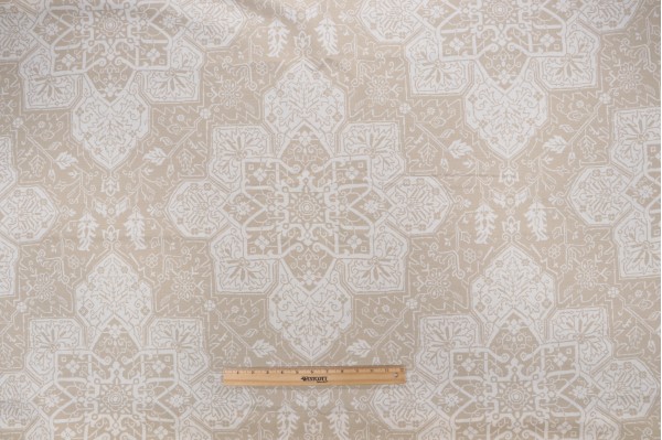 Thibaut Tarragon F964123 Printed Linen Blend Drapery Fabric in Beige