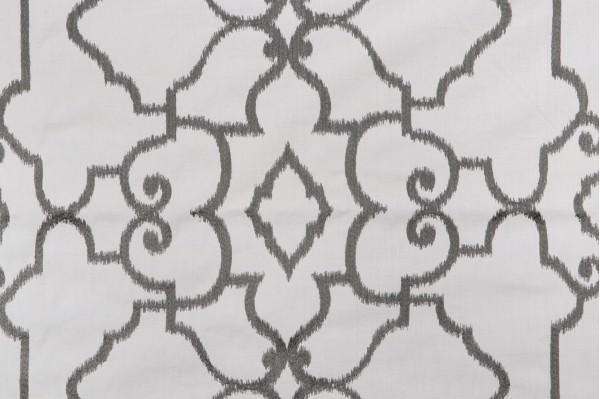 Thibaut Ogden W714213 Embroidered Cotton Drapery Fabric in Dark Grey