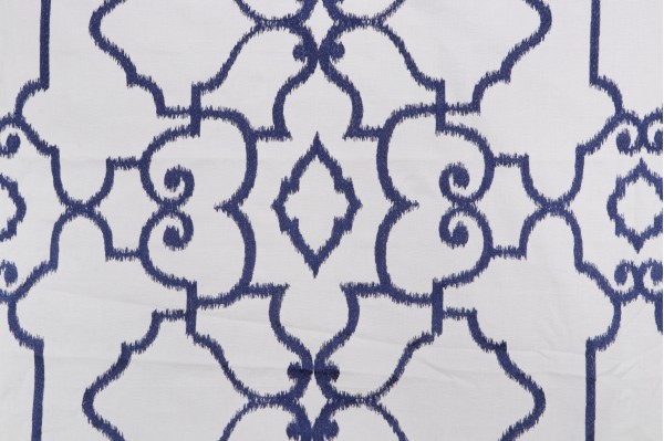 Thibaut Ogden W714212 Embroidered Cotton Drapery Fabric in Blue