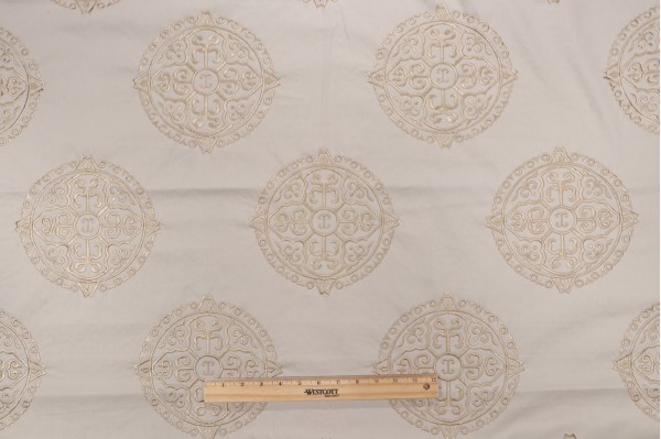 Thibaut Halie W736102 Embroidered Drapery Fabric in Neutral