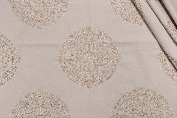 Thibaut Halie W736102 Embroidered Drapery Fabric in Neutral