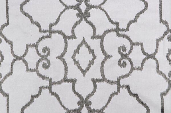 Thibaut Ogden W714213 Embroidered Cotton Drapery Fabric in Dark Grey