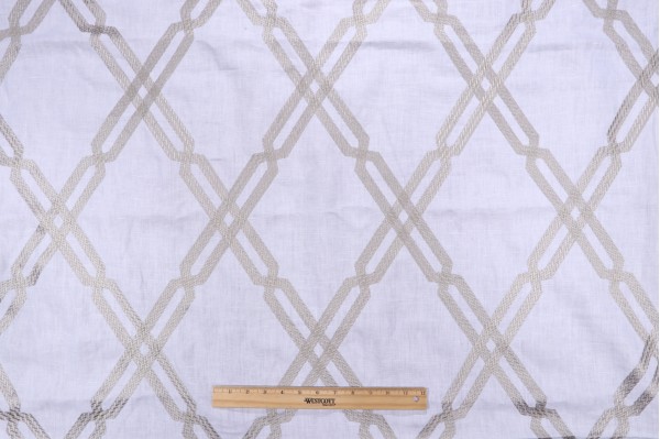 Click for 1 Yard Thibaut Fusion Trellis W736149 Embroidered Linen Drapery Fabric in Grey 1 Yard Thibaut Fusion Trellis W736149 Embroidered Linen Drapery Fabric in Grey