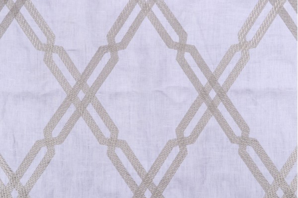 Thibaut Fusion Trellis W736149 Embroidered Linen Drapery Fabric in Grey