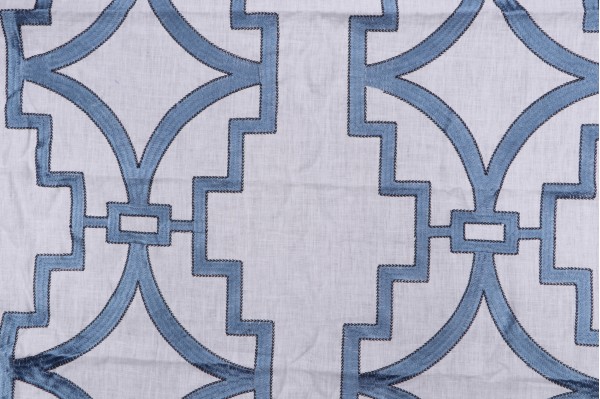 Anna French Songyue W736144 Embroidered Drapery Fabric in Blue for Thibaut