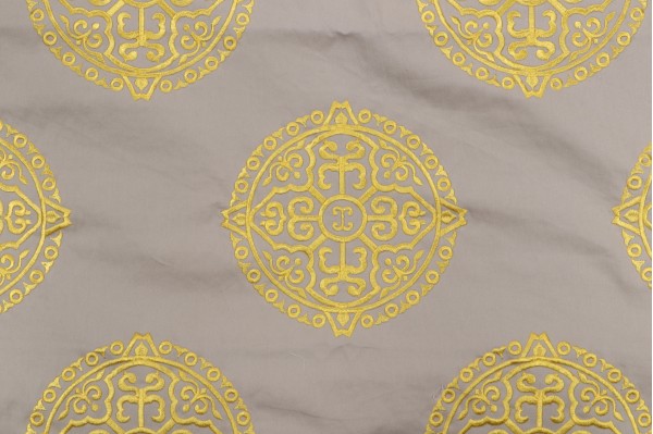 Thibaut Halie W736100 Embroidered Drapery Fabric in Grey and Lemon