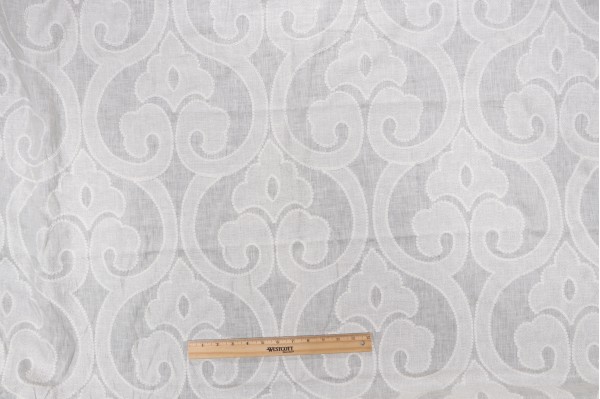 Thibaut Clovis W714263 Embroidered Linen Drapery Fabric in Off-White