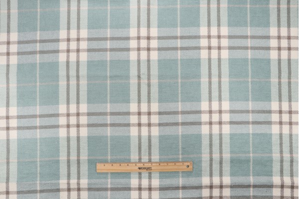 Thibaut Percival Plaid W80082 Woven Chenille Upholstery Fabric in Aqua