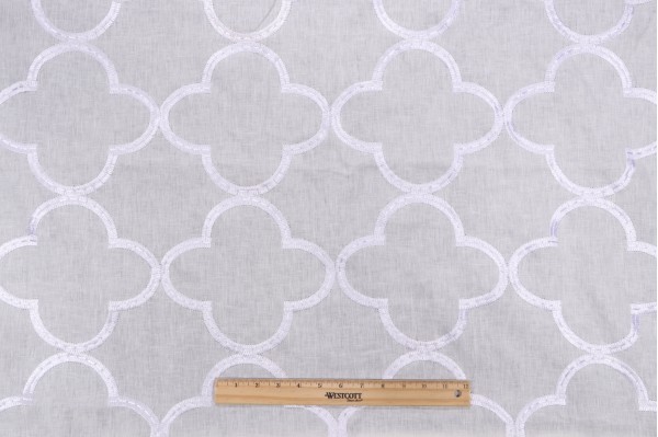 Thibaut Mara W716001 Embroidered Drapery Fabric in White