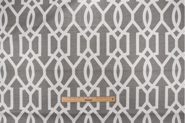 Thibaut Downing Gate F916050 Printed Linen Blend Drapery Fabric in Grey