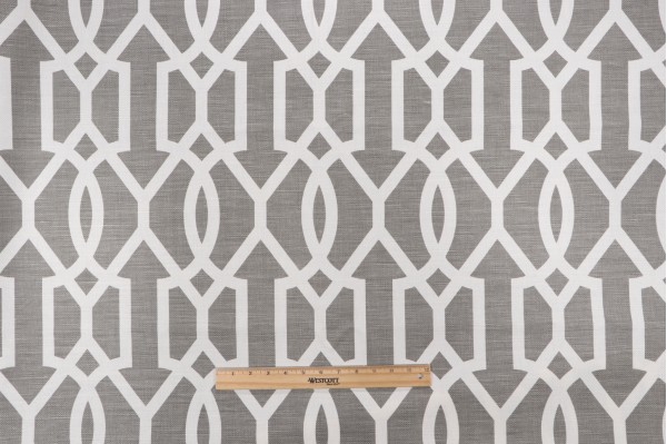 Thibaut Downing Gate F916050 Printed Linen Blend Drapery Fabric in Grey