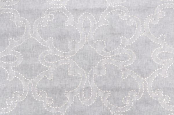 Thibaut Park Slope W764118 Sheer Embroidered Linen Drapery Fabric in White