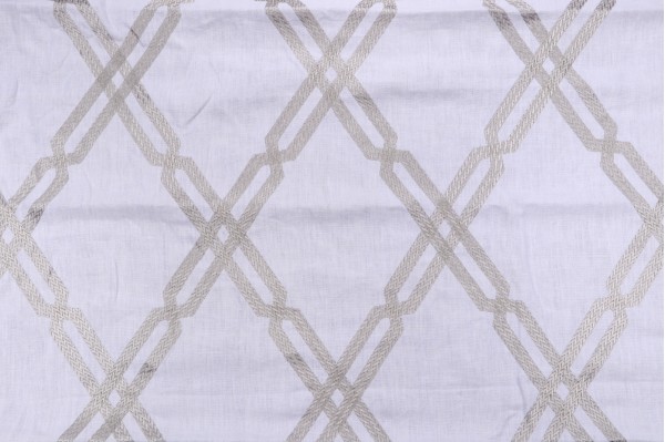 1 Yard Thibaut Fusion Trellis W736149 Embroidered Linen Drapery Fabric in Grey