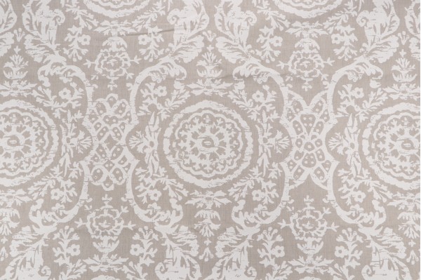 Thibaut Sansome F94155 Printed Linen Blend Drapery Fabric in White on Natural