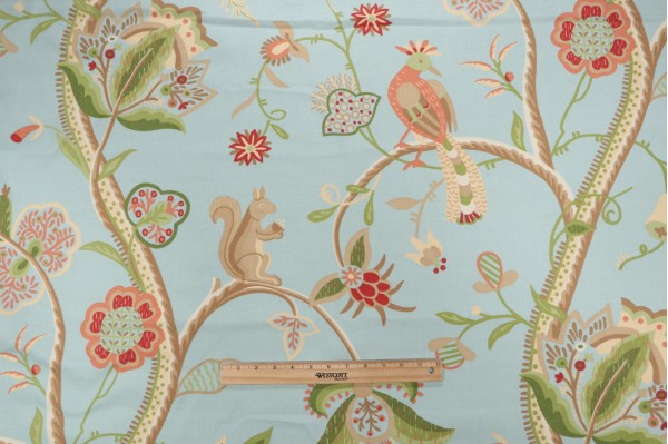 Click for 1.38 Yards Thibaut Kirkwood F98606 Printed Cotton Drapery Fabric in Aqua Thibaut Kirkwood F98606 Printed Cotton Drapery Fabric in Aqua