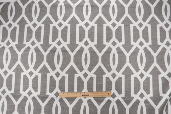 Thibaut Downing Gate F916050 Printed Linen Blend Drapery Fabric in Grey