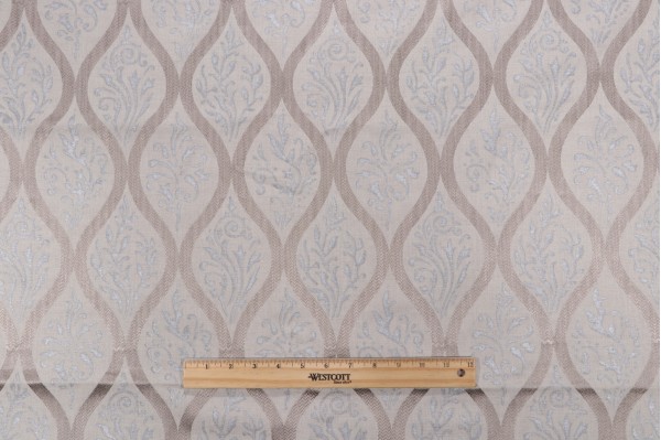 Thibaut Francis AW2564 Printed & Embroidered Drapery Fabric in Flax