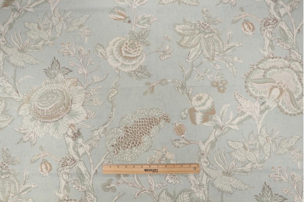 Thibaut Rittenhouse F94149 Printed Cotton Blend Drapery Fabric in Seaglass