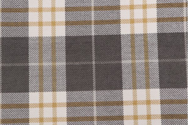 Thibaut Percival Plaid W80079 Woven Chenille Upholstery Fabric in Charcoal and Yellow