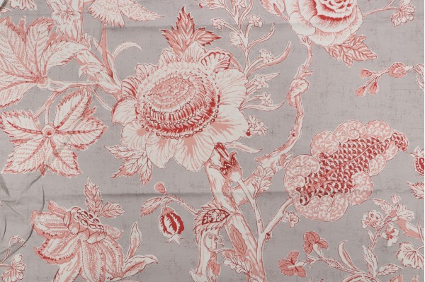 Thibaut Rittenhouse F94147 Printed Cotton Drapery Fabric in Red on Linen