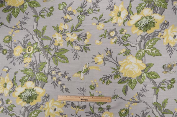 Thibaut Nemour F936128 Printed Linen Blend Drapery Fabric in Grey