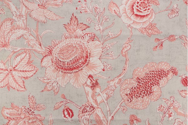 Thibaut Rittenhouse F94147 Printed Linen Drapery Fabric in Red on Linen