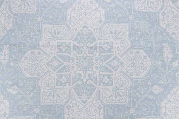 Thibaut Tarragon F964122 Printed Linen Blend Drapery Fabric in Aqua