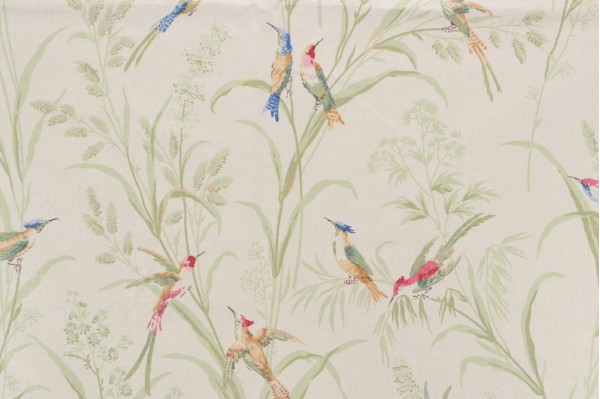 Thibaut Augustine F94727 Printed Cotton Drapery Fabric in Beige