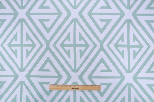 Thibaut Demetrius Applique W724307 Embroidered Drapery Fabric in Aqua