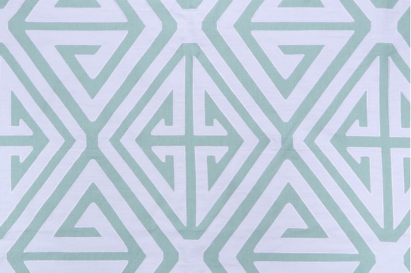 Thibaut Demetrius Applique W724307 Embroidered Drapery Fabric in Aqua