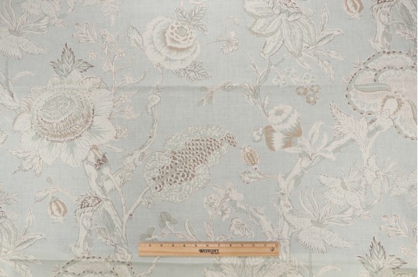 Thibaut Rittenhouse F94149 Printed Cotton Blend Drapery Fabric in Sea Glass