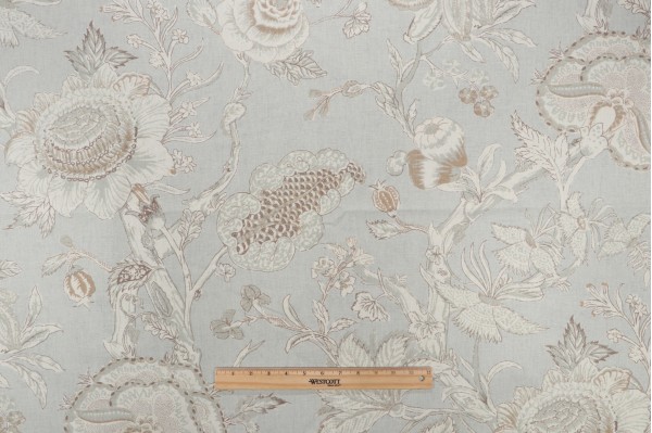 Thibaut Rittenhouse F94149 Printed Cotton Blend Drapery Fabric in Sea Glass