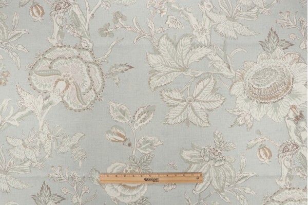 Thibaut Rittenhouse F94149 Printed Cotton Blend Drapery Fabric in Sea Glass