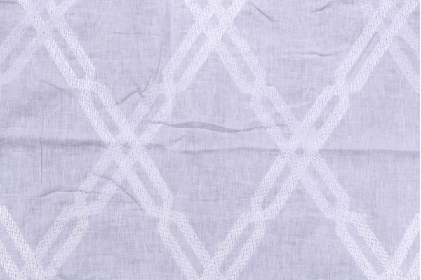 Thibaut Fusion Trellis W736150 Semi-Sheer Embroidered Linen Drapery Fabric in White