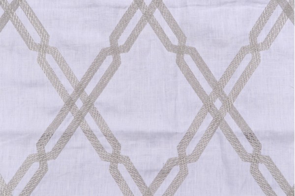 Thibaut Fusion Trellis W736149 Embroidered Linen Drapery Fabric in Grey