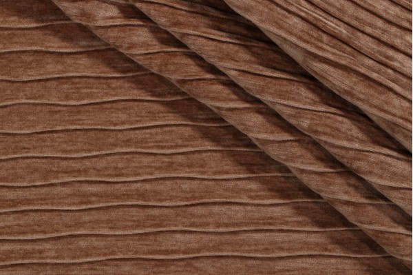 Sample of Newton Woven Pleated Chenille Upholstery Fabric in Cashew 