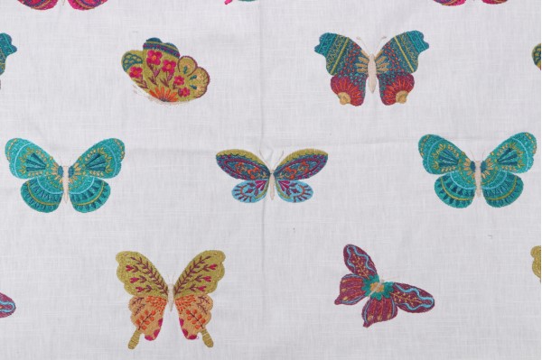 TFA Summer Field Printed Embroidered Cotton Drapery Fabric in Carnival