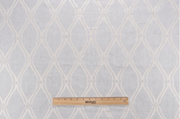 Thibaut Frankfurt W74108 Embroidered Linen Drapery Fabric in White