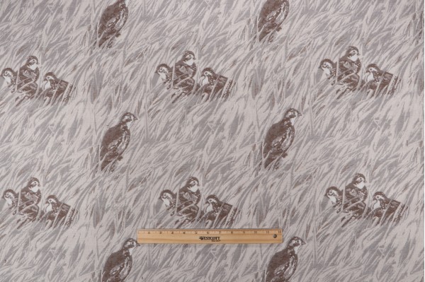 Quail Valley Tapestry Upholstery Fabric in Grey 