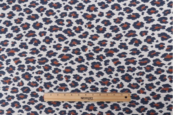 Howard Woven Chenille Upholstery Fabric in Blue/Orange