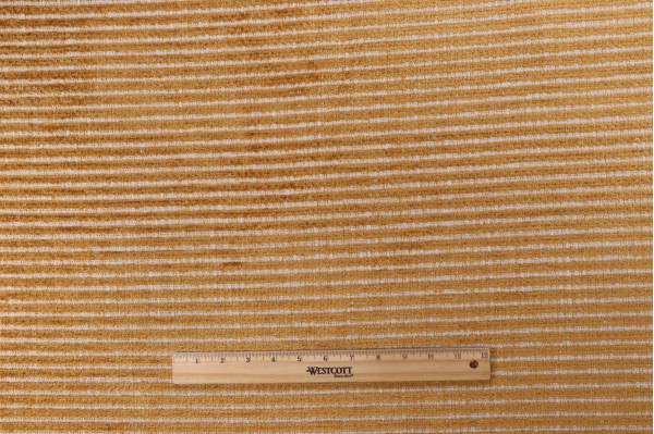 Ticking Stripe Woven Chenille Upholstery Fabric in Mustard