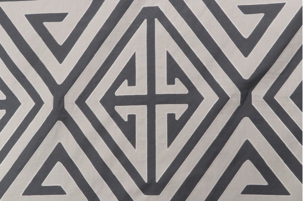 Thibaut Demetrius Applique W724303 Embroidered Drapery Fabric in Grey