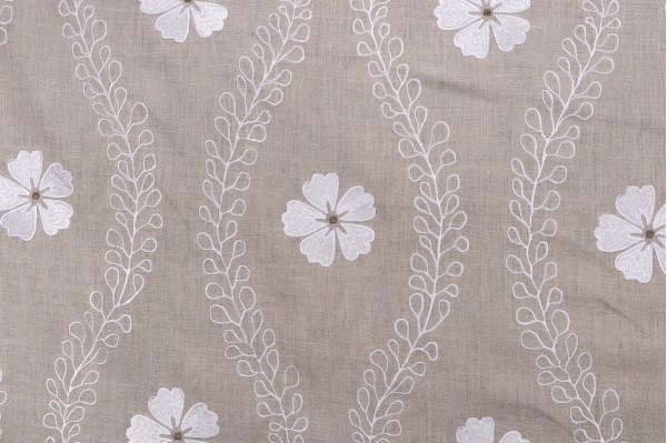 Thibaut Standish AW2551 Embroidered Drapery Fabric in Flax